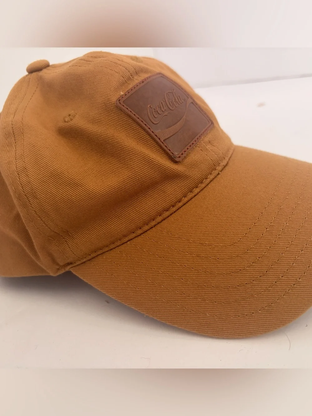 Coca-Cola Tan Baseball Cap with Leather Logo Patch